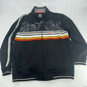 Ecko Unlimited Mens‎ XL Track Jacket Full Zip Black Graphic Striped